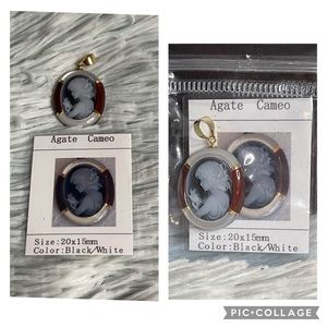 Agate Cameo Pendant Black/White